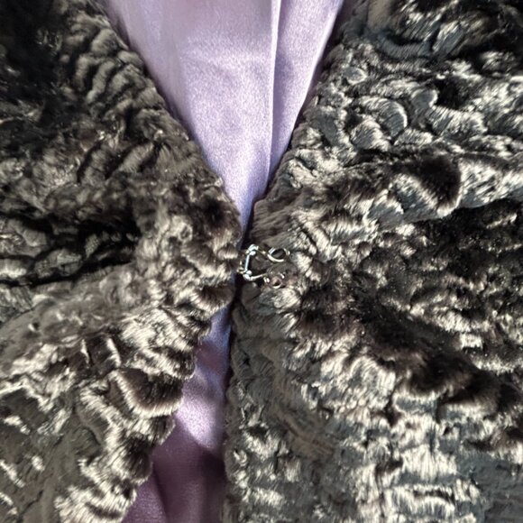 Wendy Hil Women's Long Sleeve Faux Fur Coat Jacket Collared Lined Brown Size 4 - Picture 5 of 10